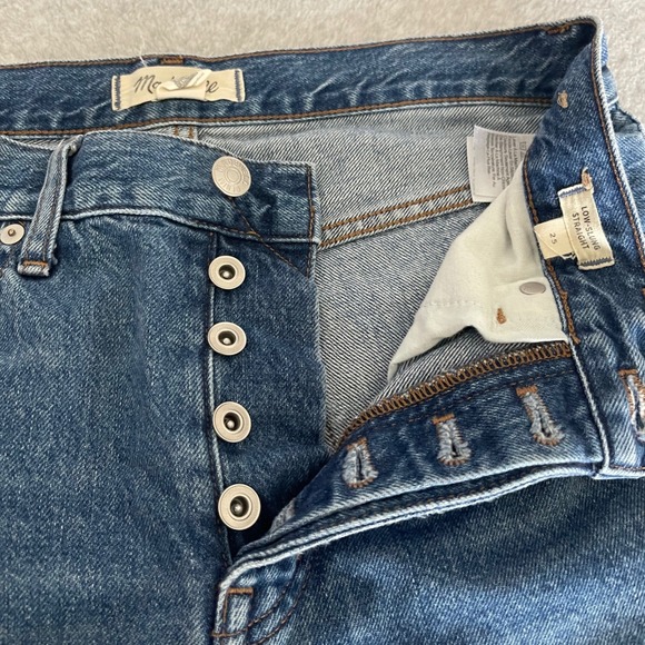 Madewell Low-Slung Straight Jeans Size 25 Dark Wash Button Fly Y2K Revival Denim - Picture 4 of 13